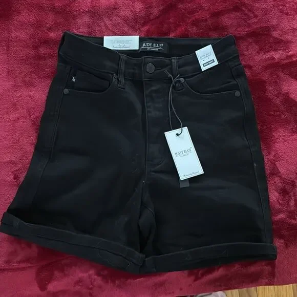JUDY BLUE HIGH WAIST TUMMY CONTROL CUFFED DENIM SHORTS Size Small - Picture 4 of 6
